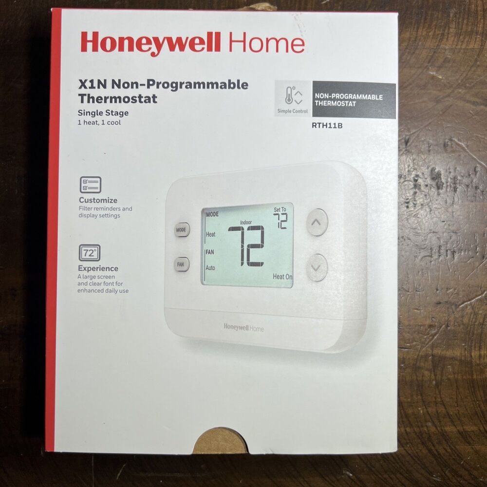 Honeywell Home X1N One-Stage Non-Programmable Thermostat Backlit Display RTH11B